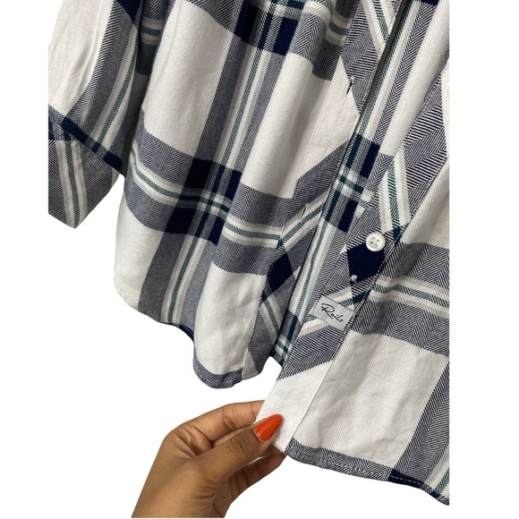 Rails Hunter White/Navy/Forest Long-sleeve Button Up - Women's Button-down Top - Picture 5 of 6